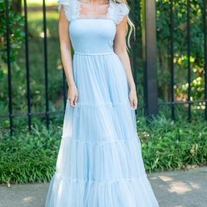 Light blue tulle maxi dress (Worn once!)
